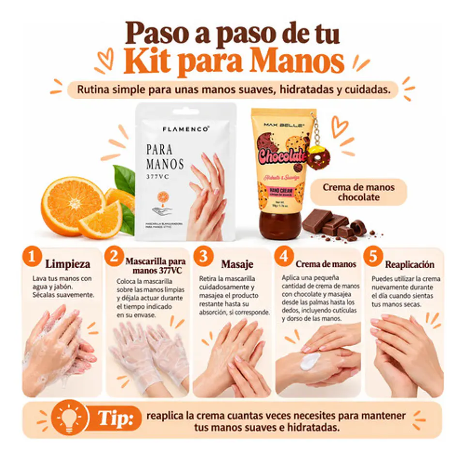 Kit Manicure Mascarilla Manos Vitamina C Chocolate 4