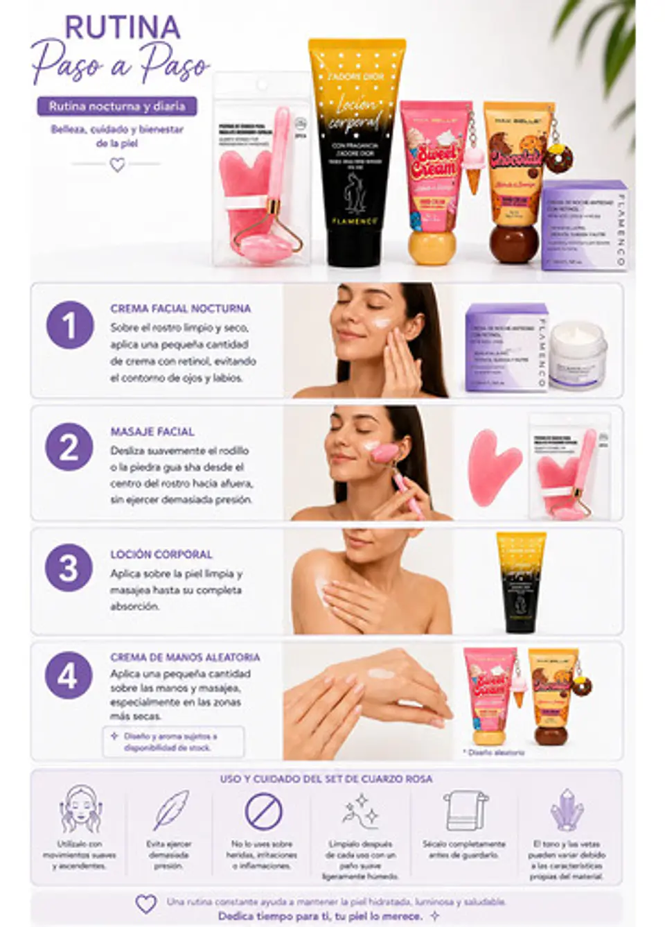Kit Spa Facial Corporal Cuarzo Rosa Y Cremas 8