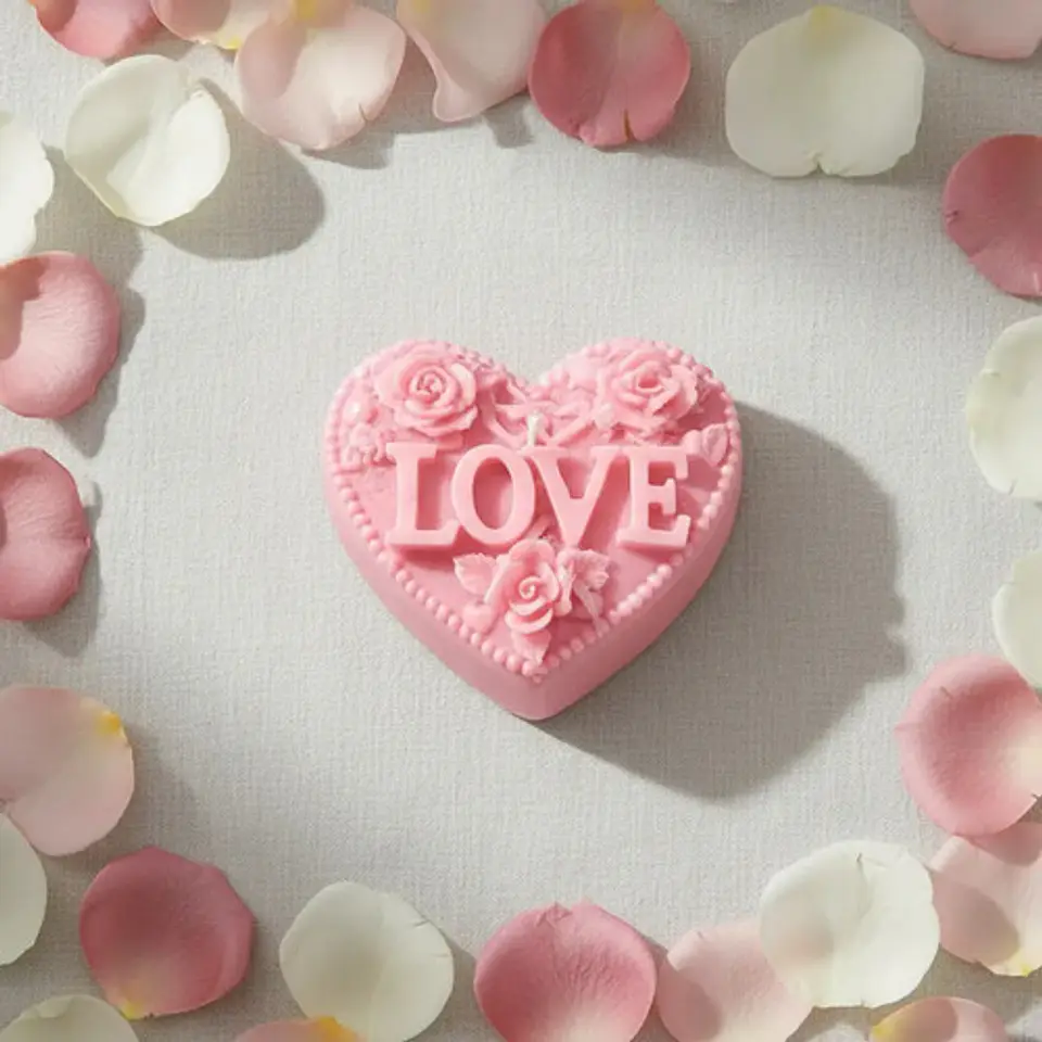 Vela Decorativa Forma Corazón Para Ambiente Romántico 4