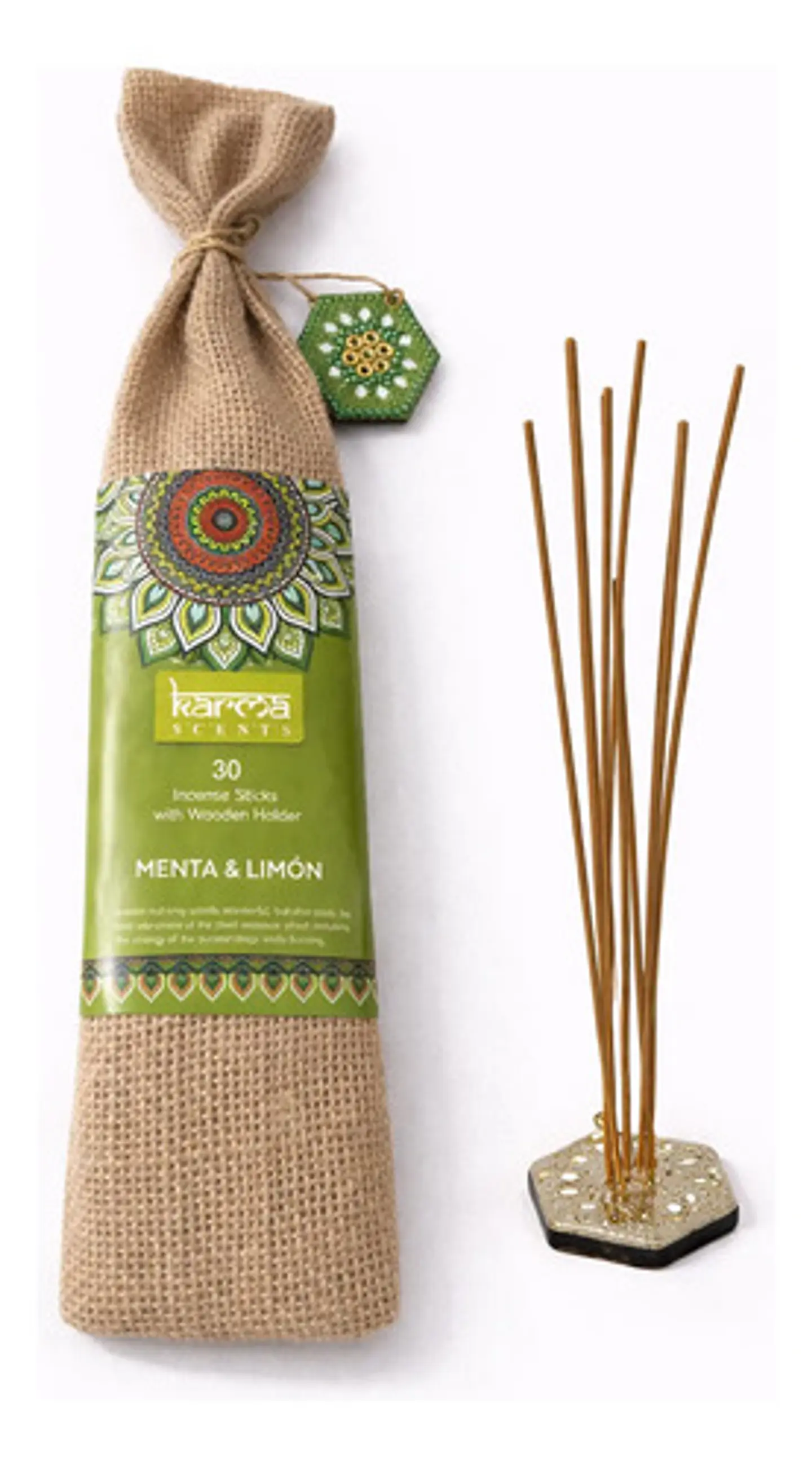 Varilla Karma Incienso Con Base + Bolsa Yute 4