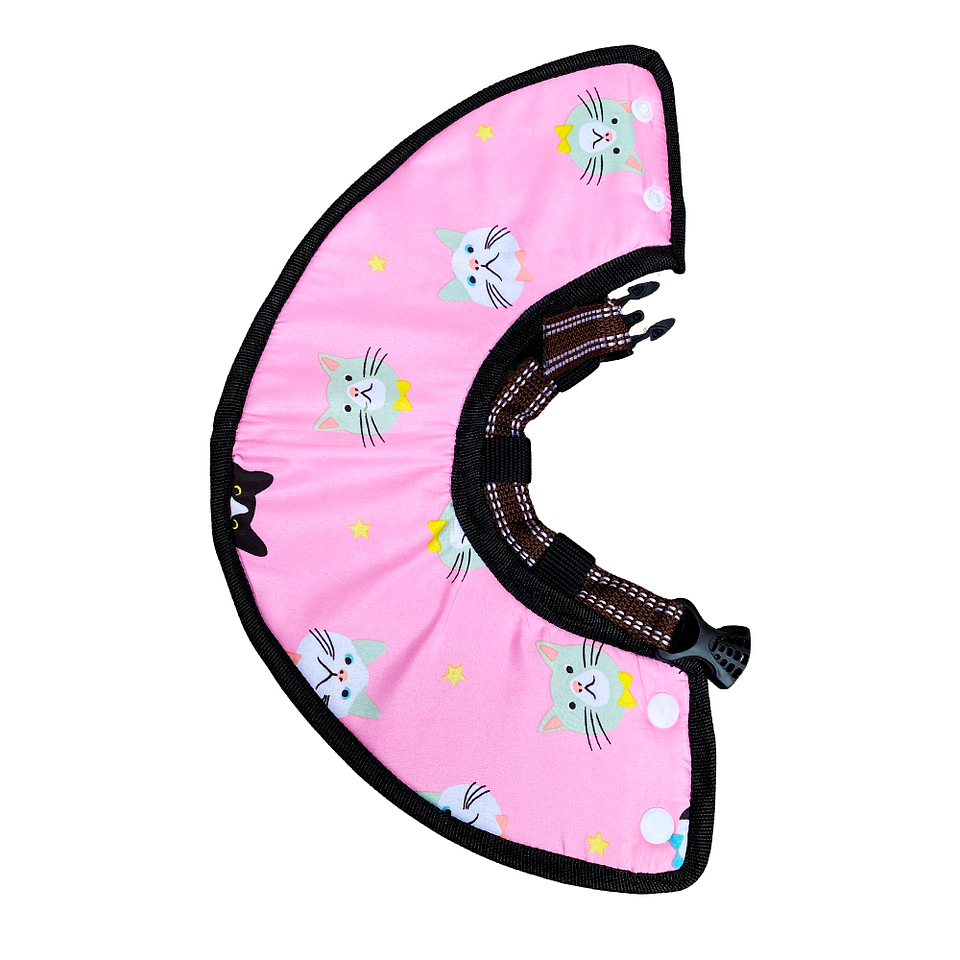 Cono para Mascota Color Rosa con Diseño de Gatos Talla 2 6