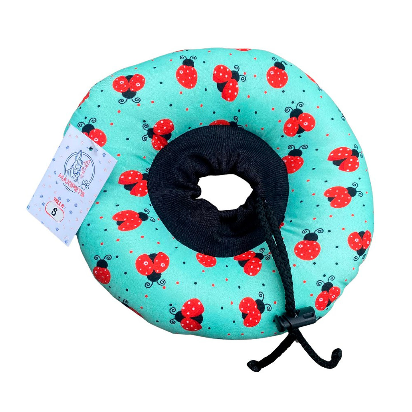 Dona Para Mascotas Color Verde con Diseño de Mariquitas Talla S 2