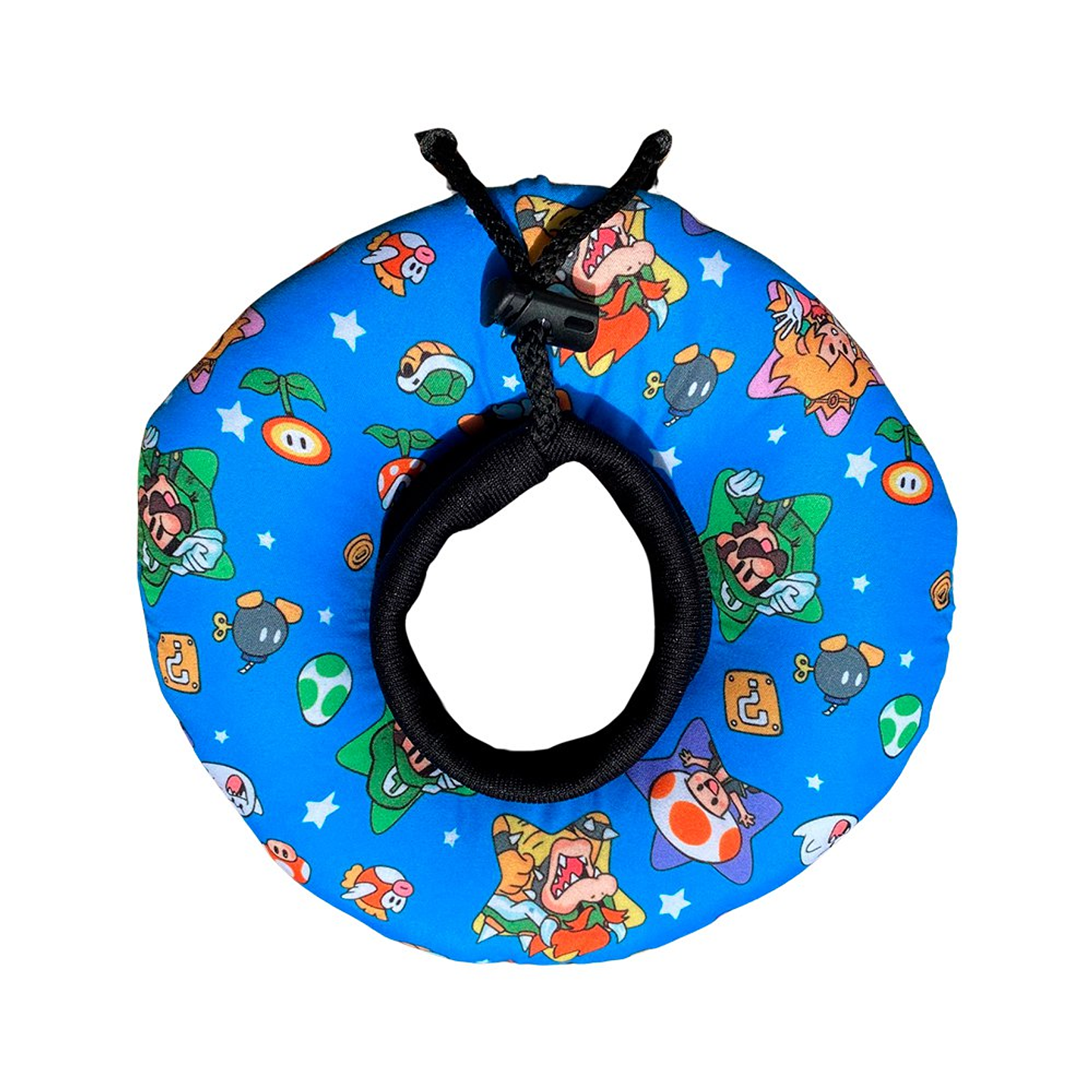 Dona Para Mascotas Color Celeste con Diseño de Mario Bross Talla XS 2