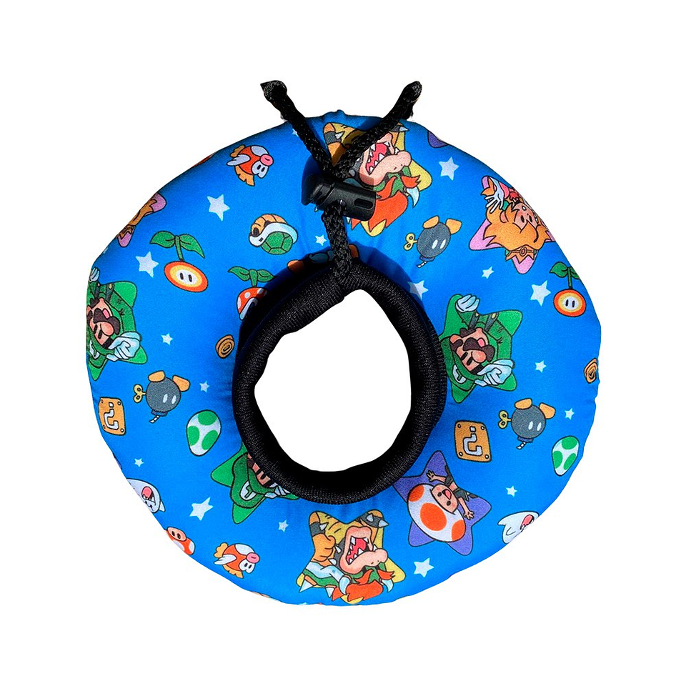 Dona Para Mascotas Color Celeste con Diseño de Mario Bross Talla XS 2