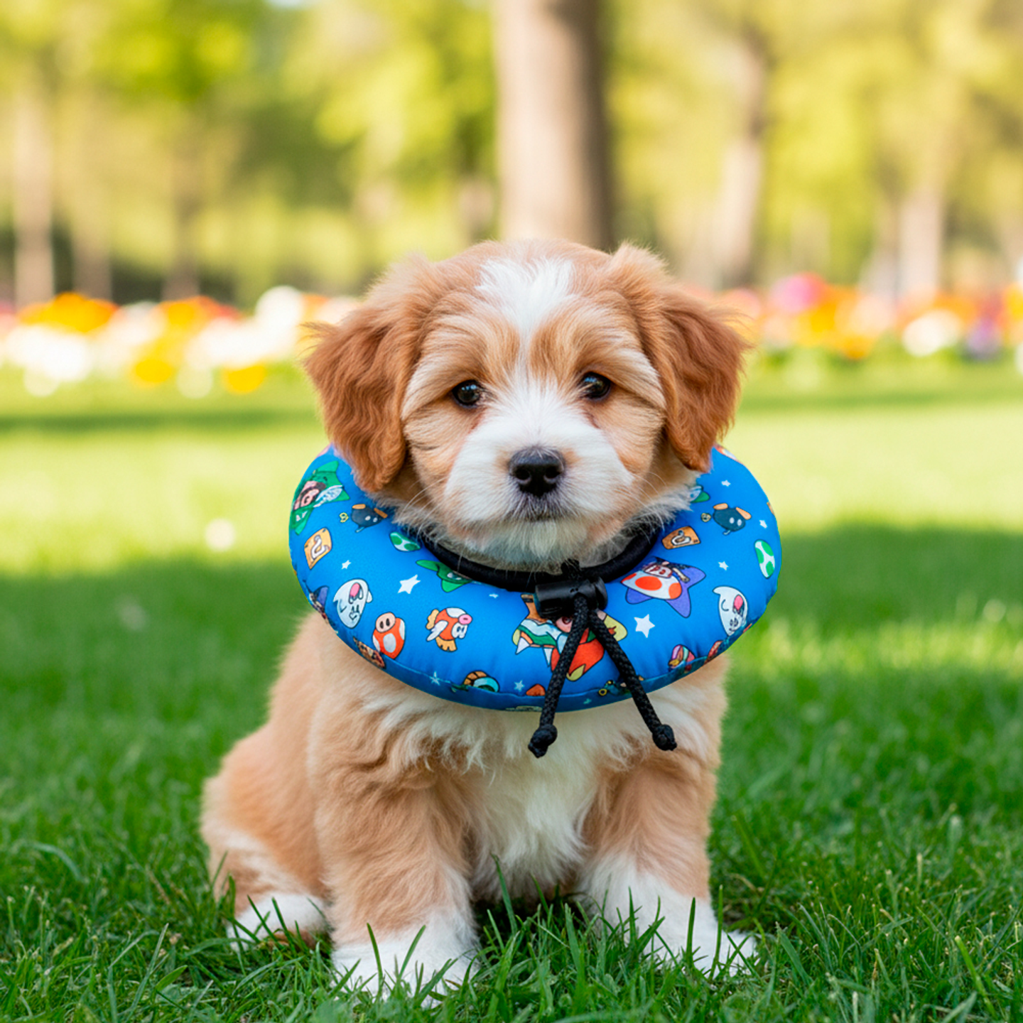 Dona Para Mascotas Color Celeste con Diseño de Mario Bross Talla XS 7