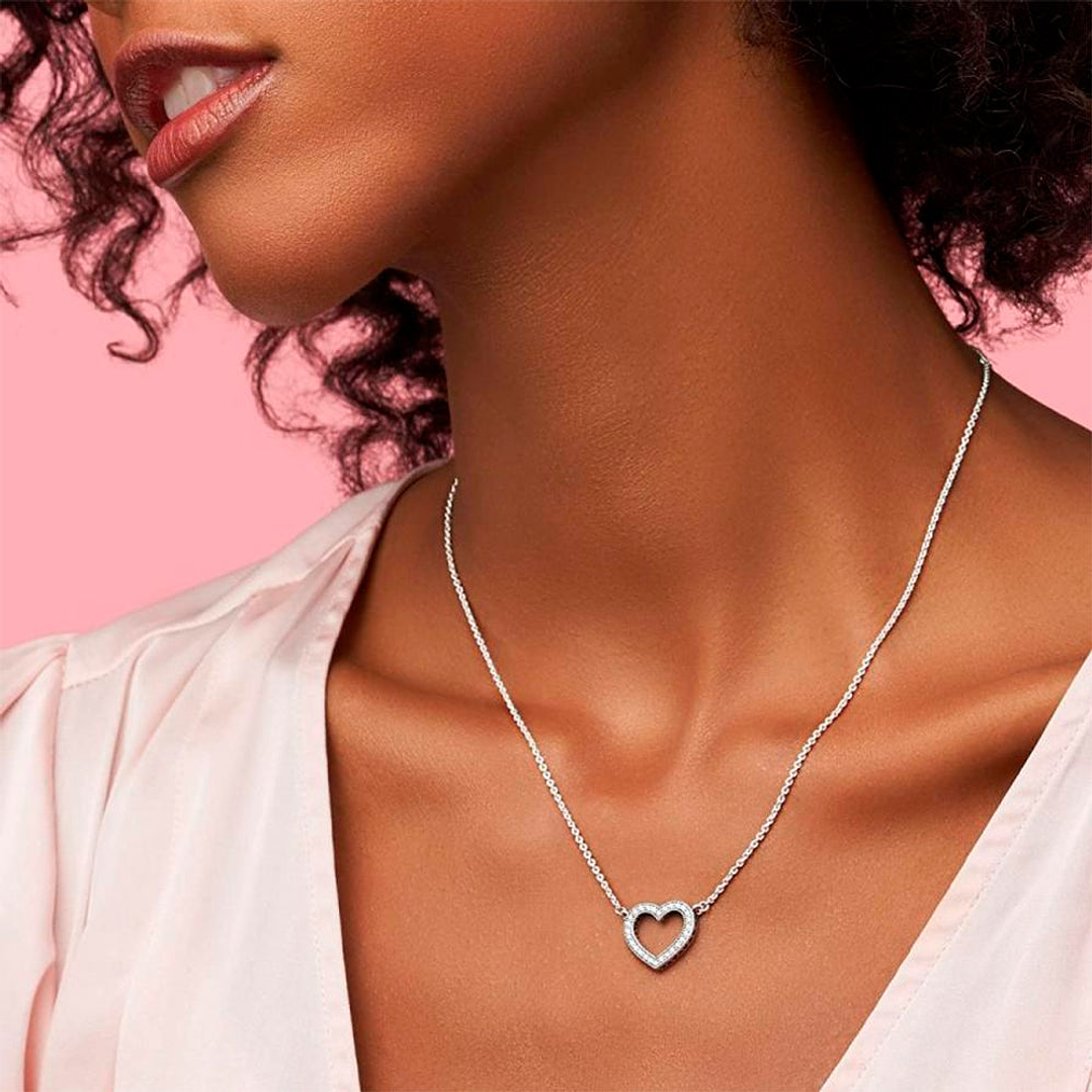 Pulsera Brazalete Pandora Tenis con Corazón Brillante 580041C01 en Oro Rosa 14K Plata 925 Talla 18cm 5