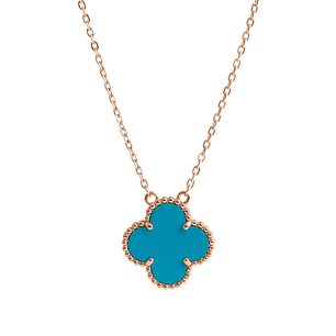 Cadena Colgante Van Cleef & Arpels de Cuarzo Celeste con Forma de Trebol