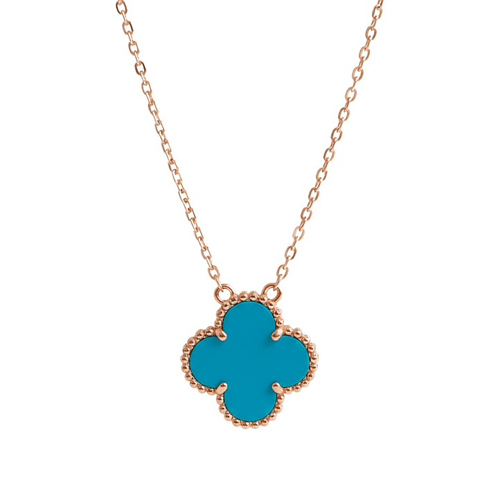 Cadena Colgante Van Cleef & Arpels de Cuarzo Celeste con Forma de Trebol 1