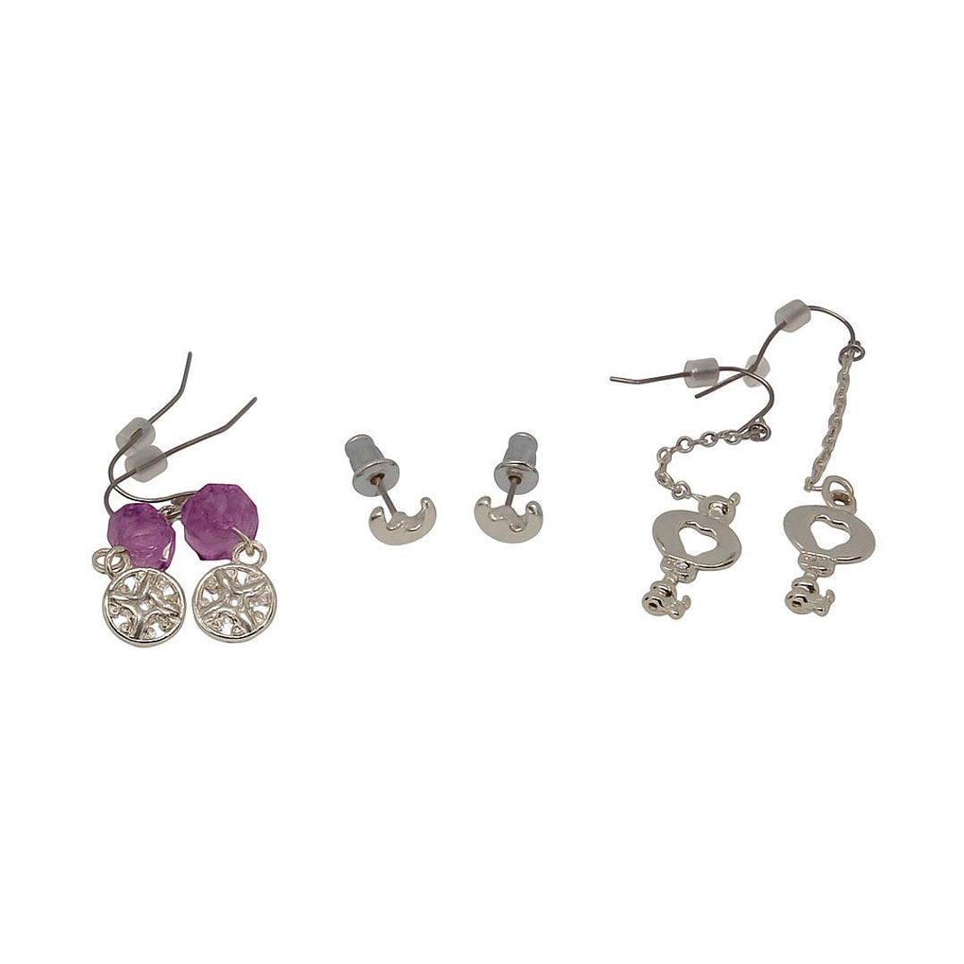 Set de Aretes Fantasy Love Garden Multicolor x12 Diseño Floral y Brillante 2