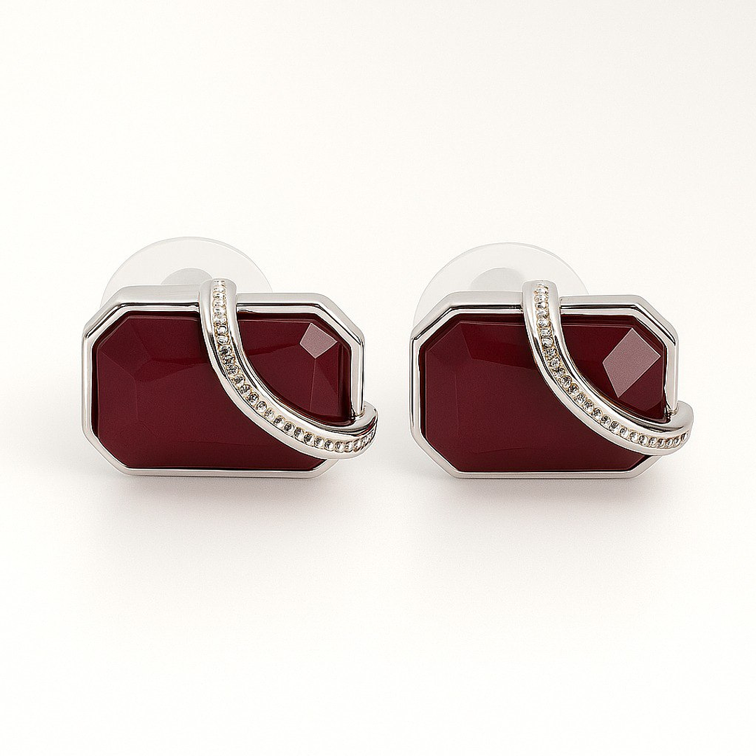 Aretes Fashion Color Vino Tinto con Diseño Elegante y Moderno 2