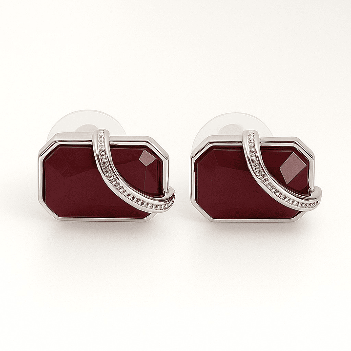 Aretes Fashion Color Vino Tinto con Diseño Elegante y Moderno 2
