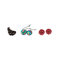 Set de Aretes Fantasy Love Garden Multicolor x12 Diseño Floral y Brillante - Miniatura 6
