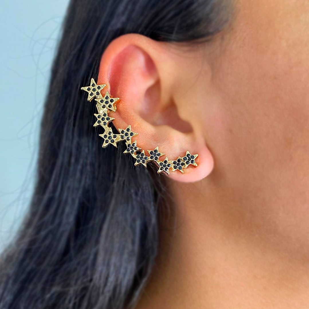 Arete Ear Cuff Destello Infinito Moderno y Elegante Color Dorado 1