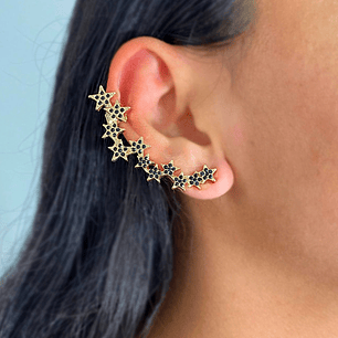 Arete Ear Cuff Destello Infinito Moderno y Elegante Color Dorado