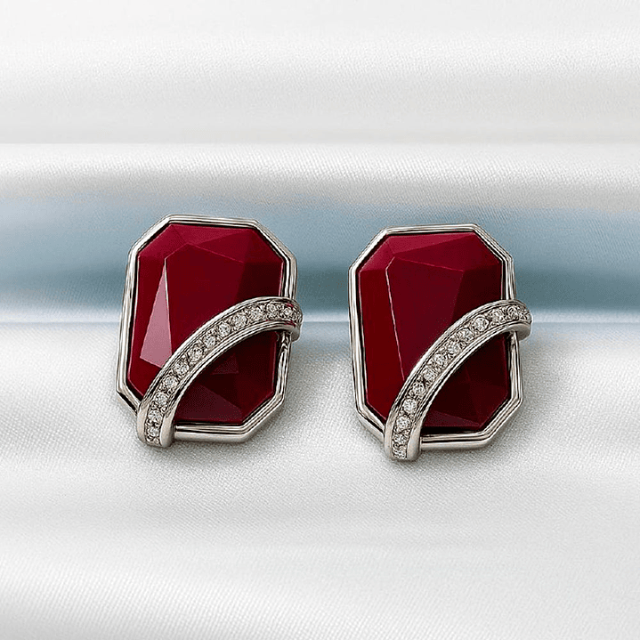 Aretes Fashion Color Vino Tinto con Diseño Elegante y Moderno 4