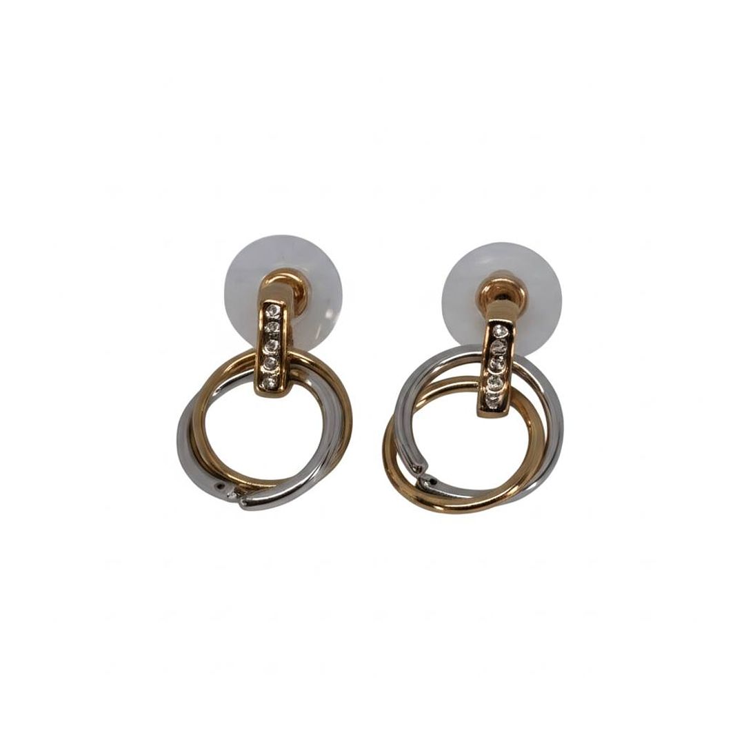 Aretes Abstractos Bicolor Dorado y Plateado Elegancia Moderna 4