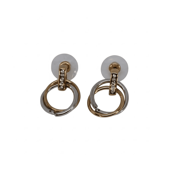 Aretes Abstractos Bicolor Dorado y Plateado Elegancia Moderna 4