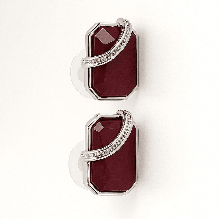 Aretes Fashion Color Vino Tinto con Diseño Elegante y Moderno 6