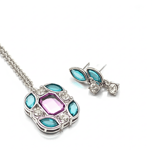 Collar y Aretes Abstractos Encanto Clásico Multicolor Set de Joyería Elegante