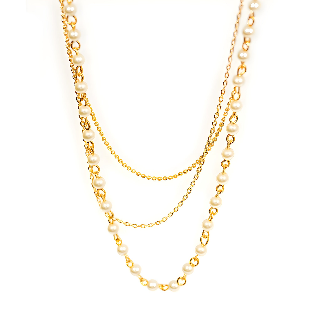 Set 3 en 1 Collar y Aretes Perla Eternas Diseño Dorado Versátil 3