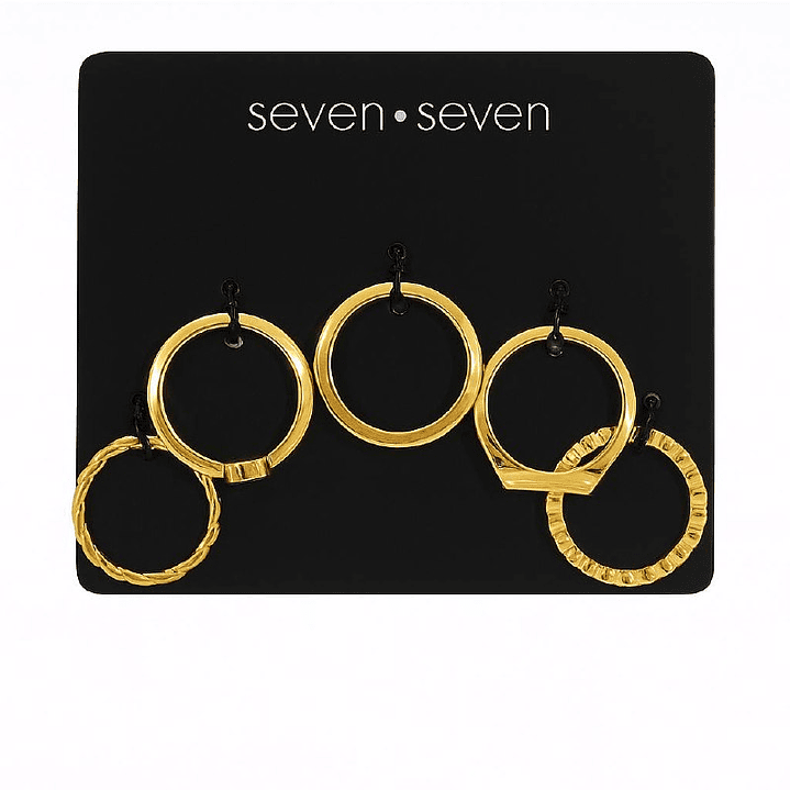 Set x5 Anillos Diseño Abstracto Style Color Dorados 1