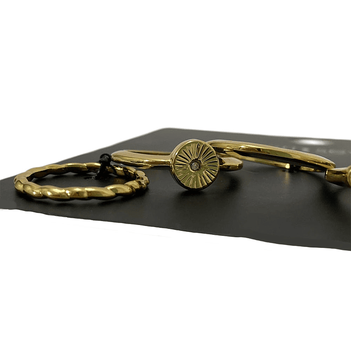 Set x5 Anillos Diseño Abstracto Style Color Dorados 2