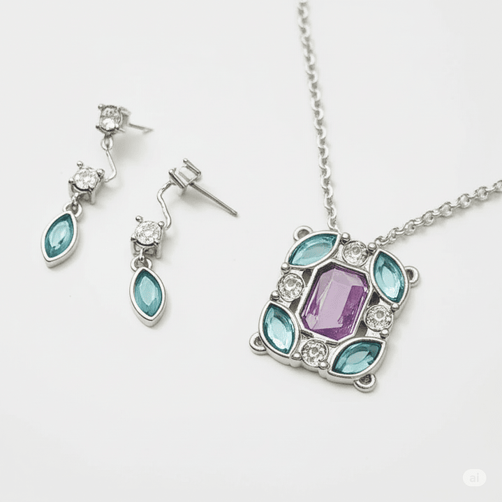 Collar y Aretes Abstractos Encanto Clásico Multicolor Set de Joyería Elegante 6