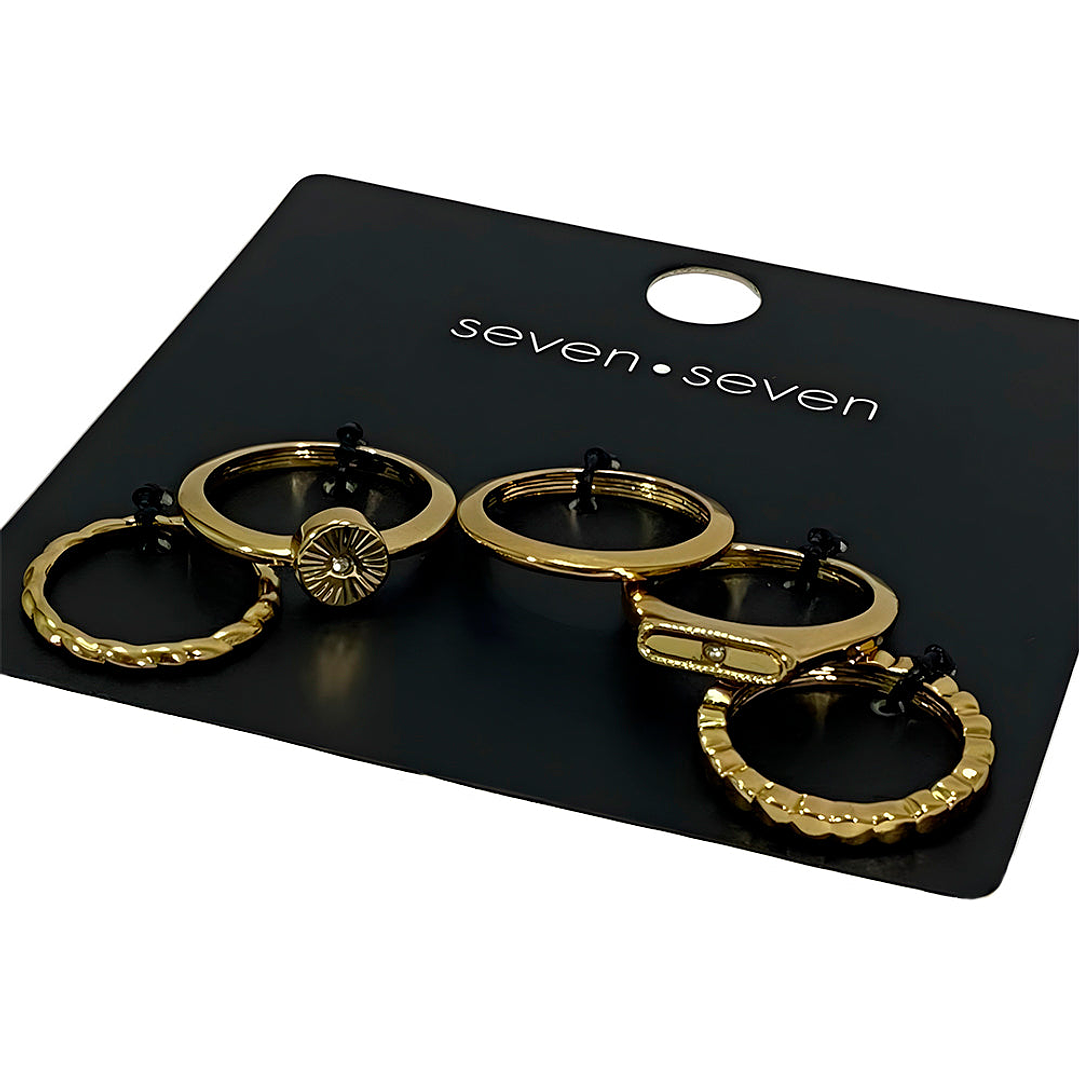 Set x5 Anillos Diseño Abstracto Style Color Dorados 4