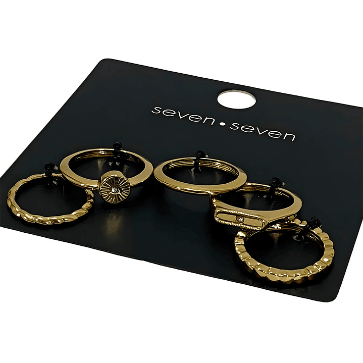 Set x5 Anillos Diseño Abstracto Style Color Dorados 4