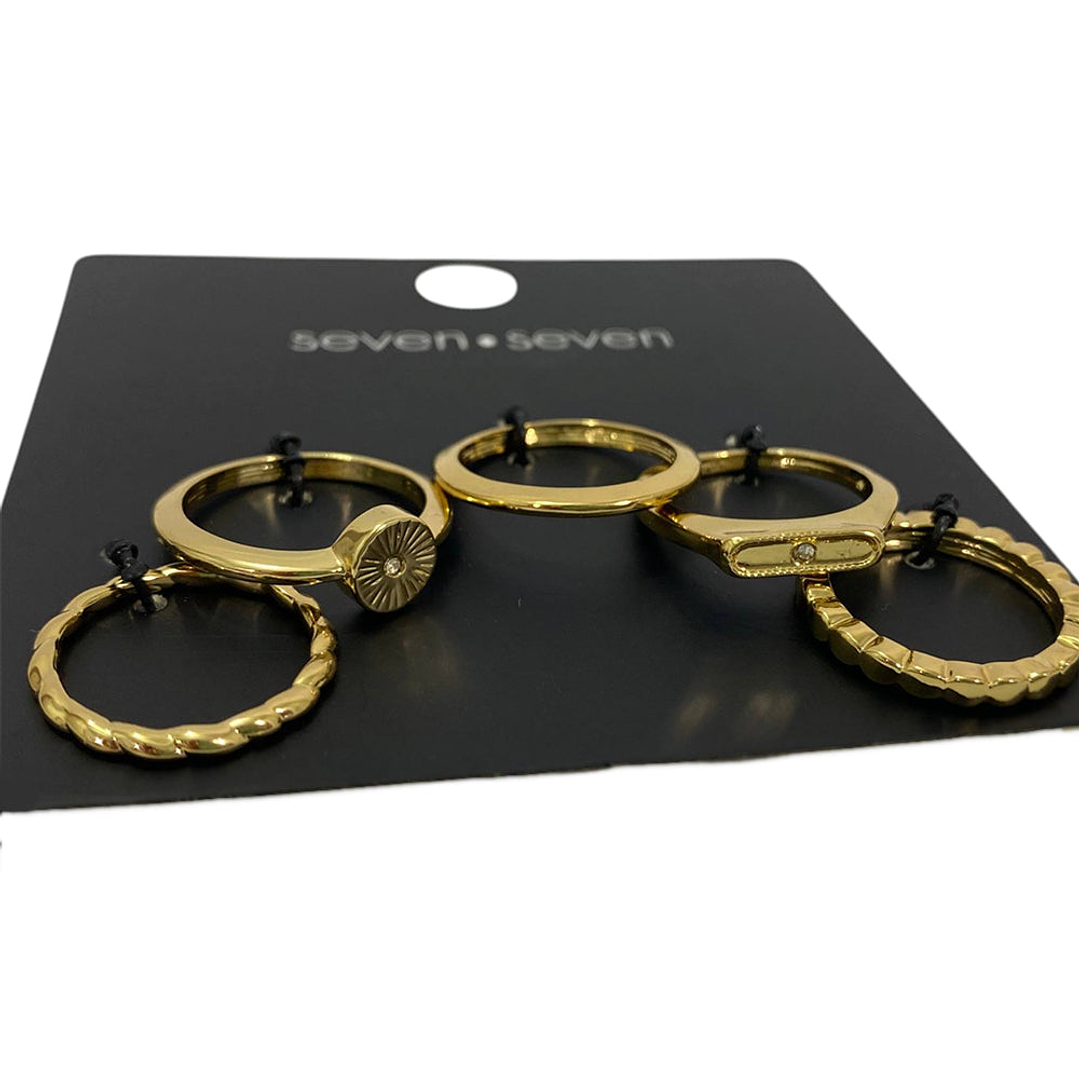 Set x5 Anillos Diseño Abstracto Style Color Dorados 5