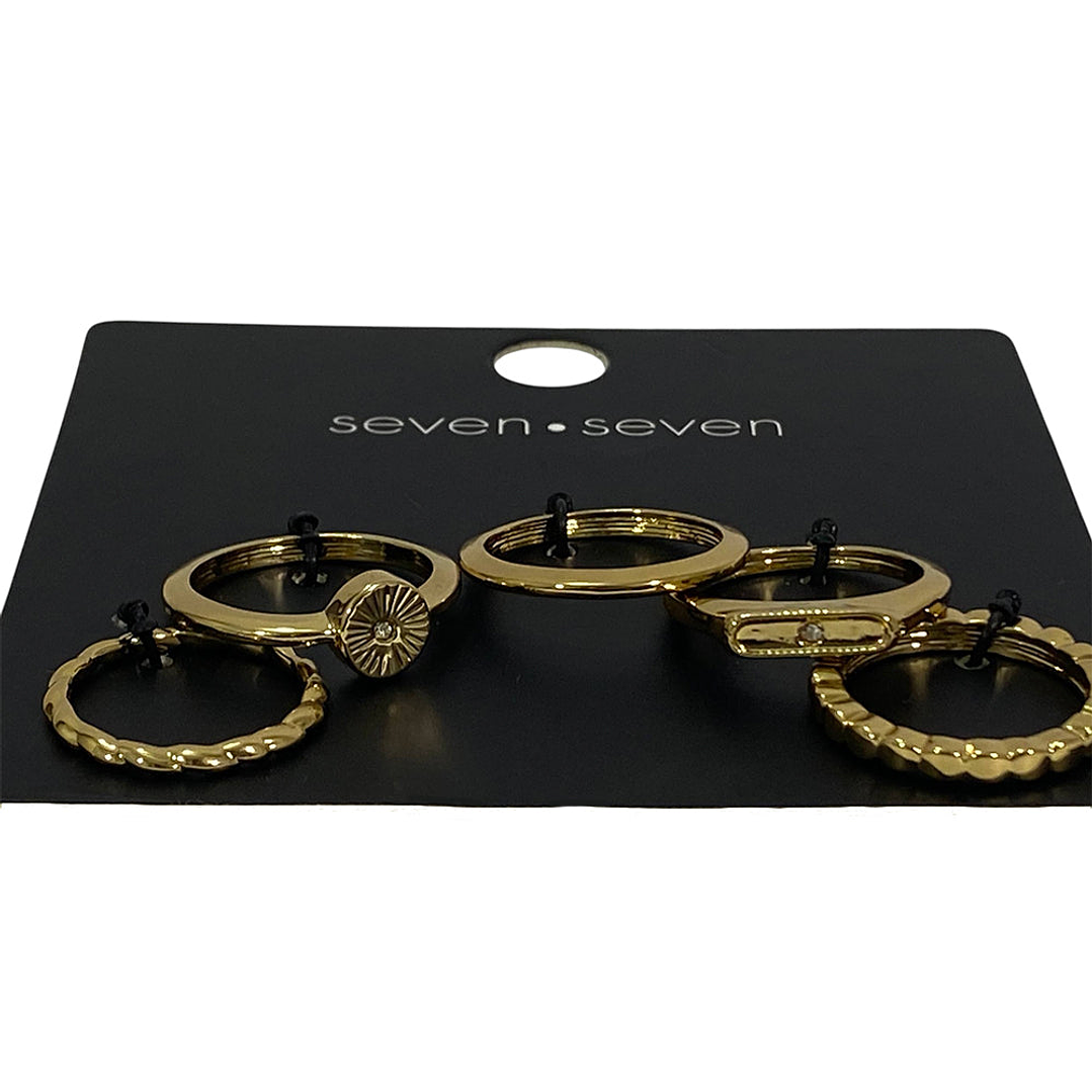 Set x5 Anillos Diseño Abstracto Style Color Dorados 6