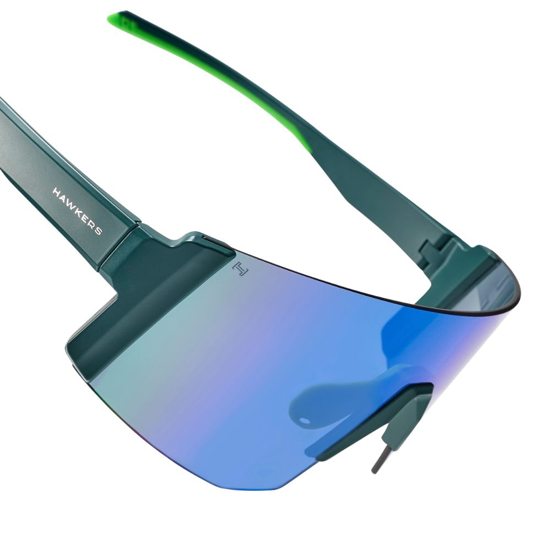 Gafas de Sol Deportivas Hawkers Modelo Linx Big con Marco Verde y Lunas Azul Espejado - 151 mm 3