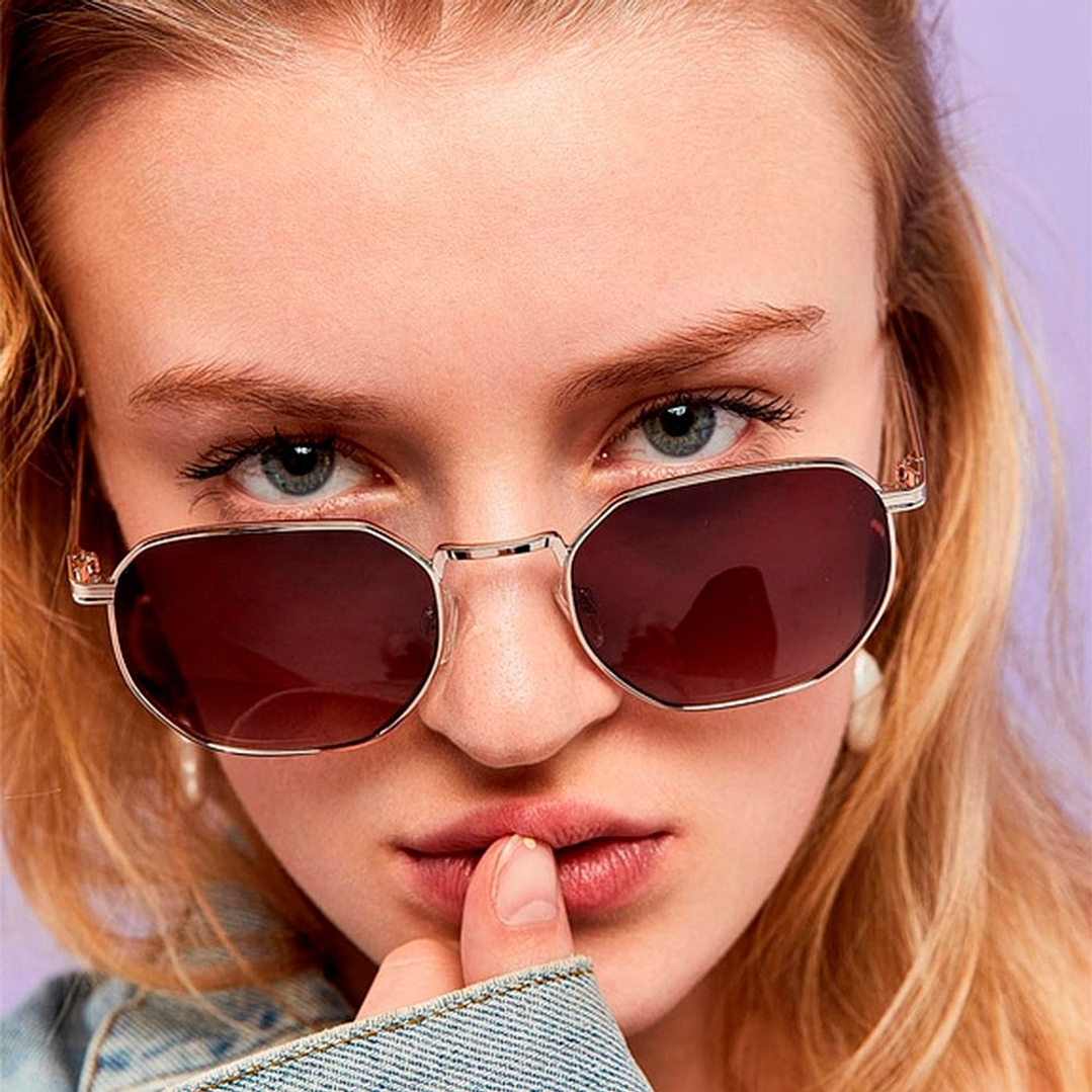 Gafas de Sol Hawkers Sixgon con Marco Dorado y Lunas Marron Degrade - 51 mm 5