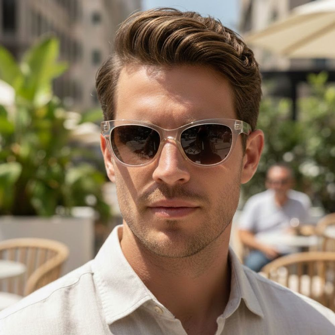 Gafas de Sol Hawkers Audrey Raw con Marco Beige Transparente y Lunas Marron Degrade - 52 mm 6