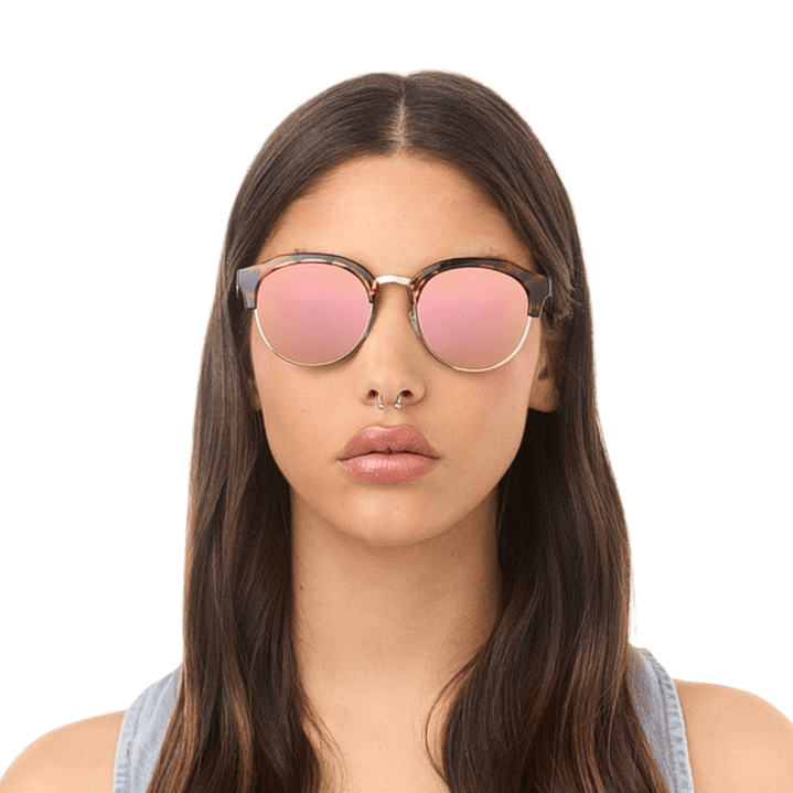Gafas de Sol Hawkers Classic Rounded con Marco Marron Carey y Lunas Oro Rosa Espejado - 51 mm 6