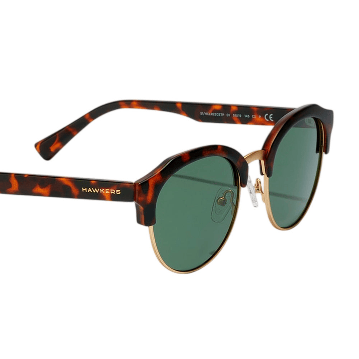 Gafas de Sol Hawkers Classic Rounded Polarizado con Marco Carey y Lunas Verde - 51 mm 2
