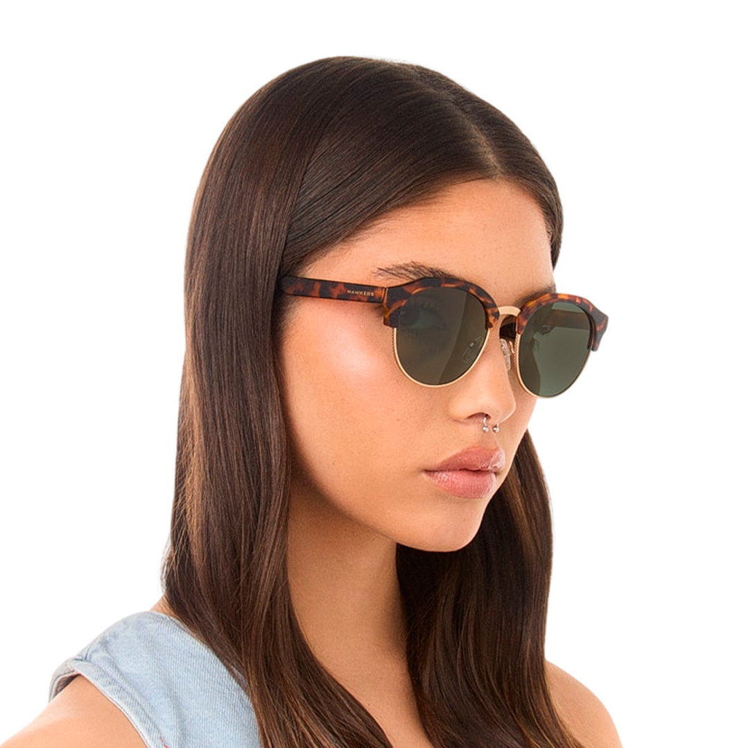 Gafas de Sol Hawkers Classic Rounded Polarizado con Marco Carey y Lunas Verde - 51 mm 6