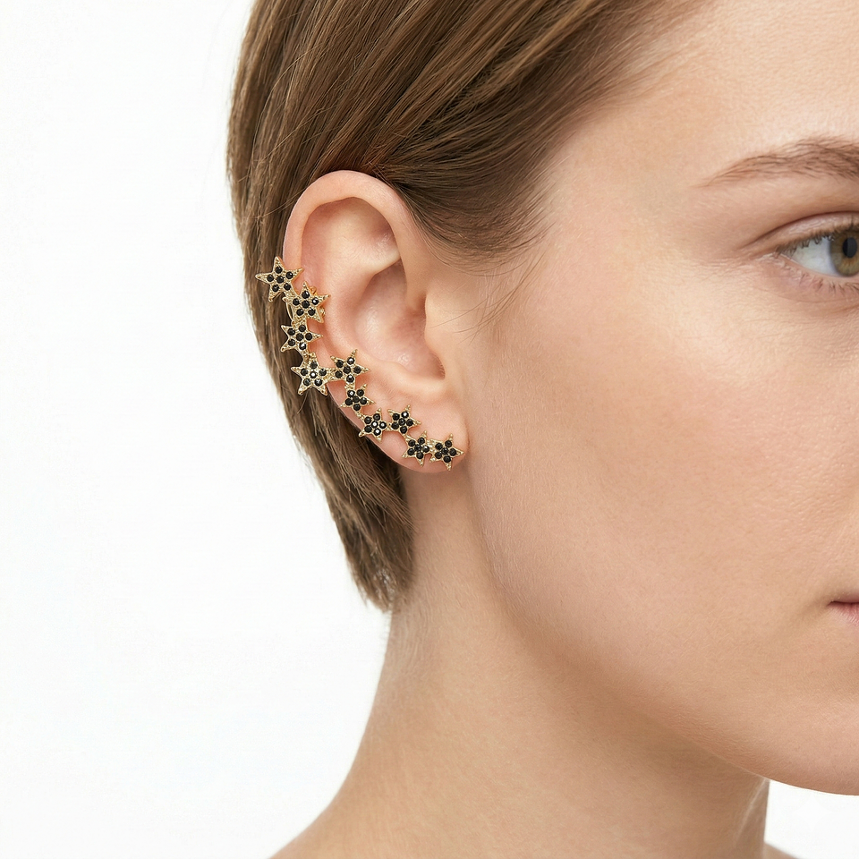 Arete Ear Cuff Destello Infinito Moderno y Elegante Color Dorado 1