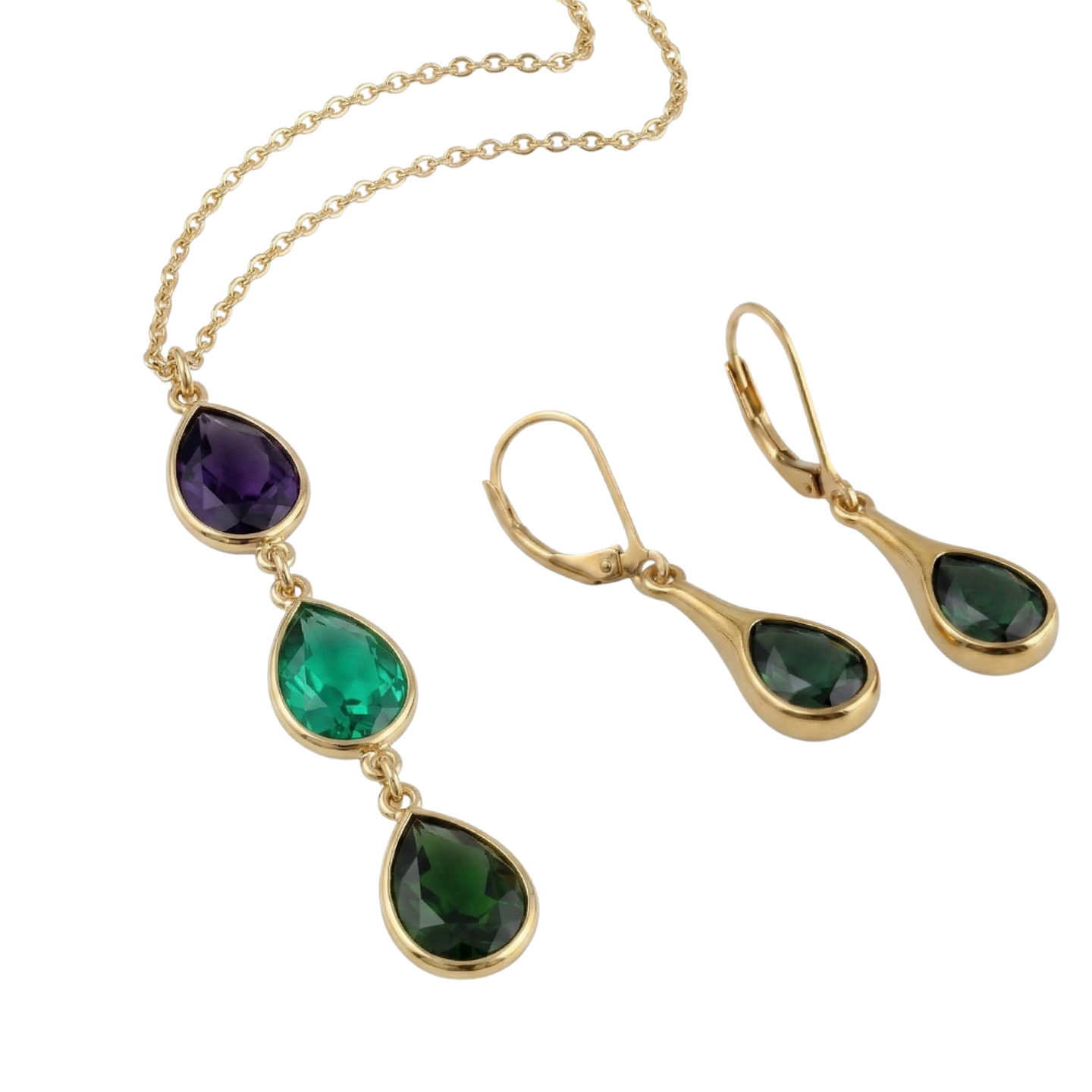 Set Collar y Aretes Abstractos Reina Esmeralda Joyería Elegante en Verde 1