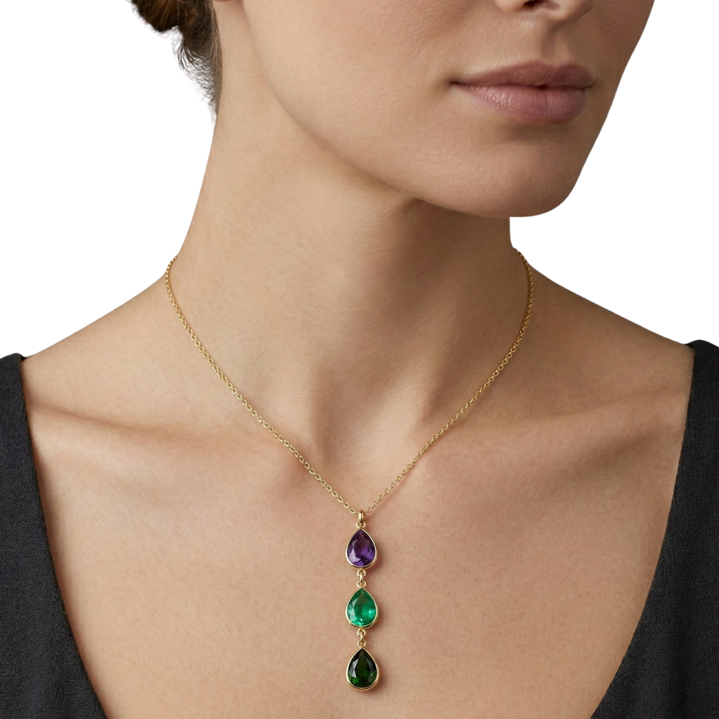 Set Collar y Aretes Abstractos Reina Esmeralda Joyería Elegante en Verde 6