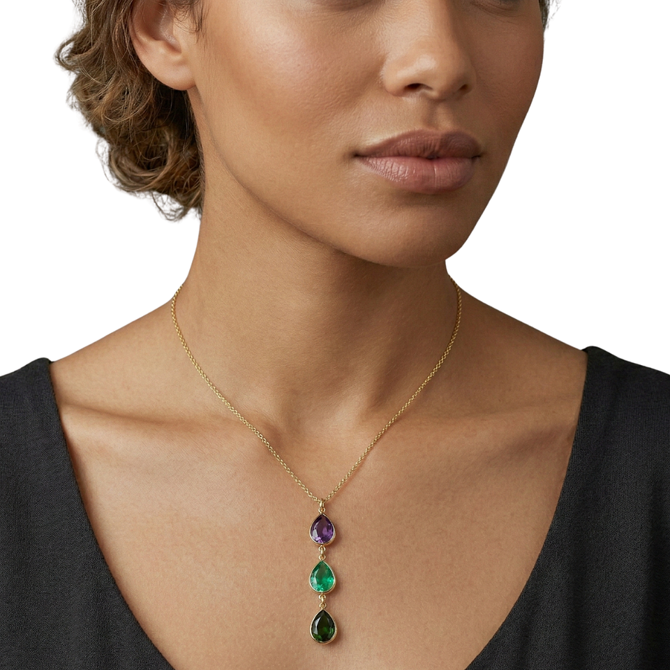 Set Collar y Aretes Abstractos Reina Esmeralda Joyería Elegante en Verde 7