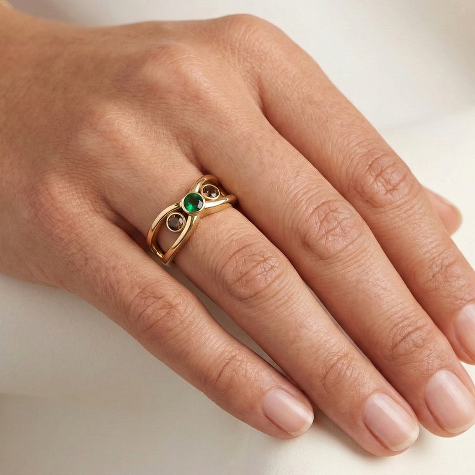 Set x3 Anillos Abstractos Trio Chic Diseño Multicolor y Moderno 7