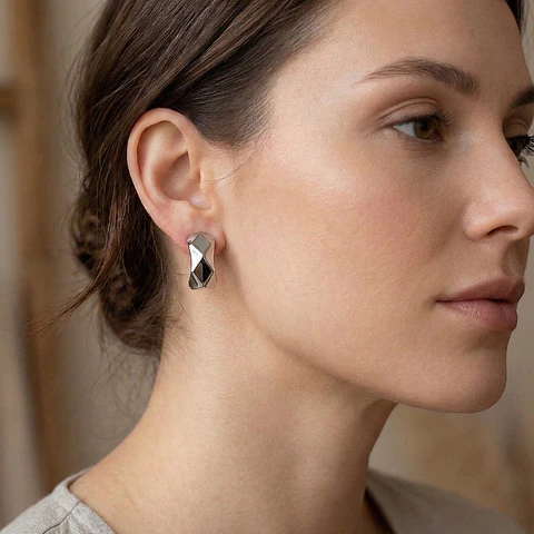 Aretes Plata Duo Color Plateado Diseño Elegante y Versátil para Mujer