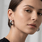 Aretes Plata Duo Color Plateado Diseño Elegante y Versátil para Mujer - Miniatura 6