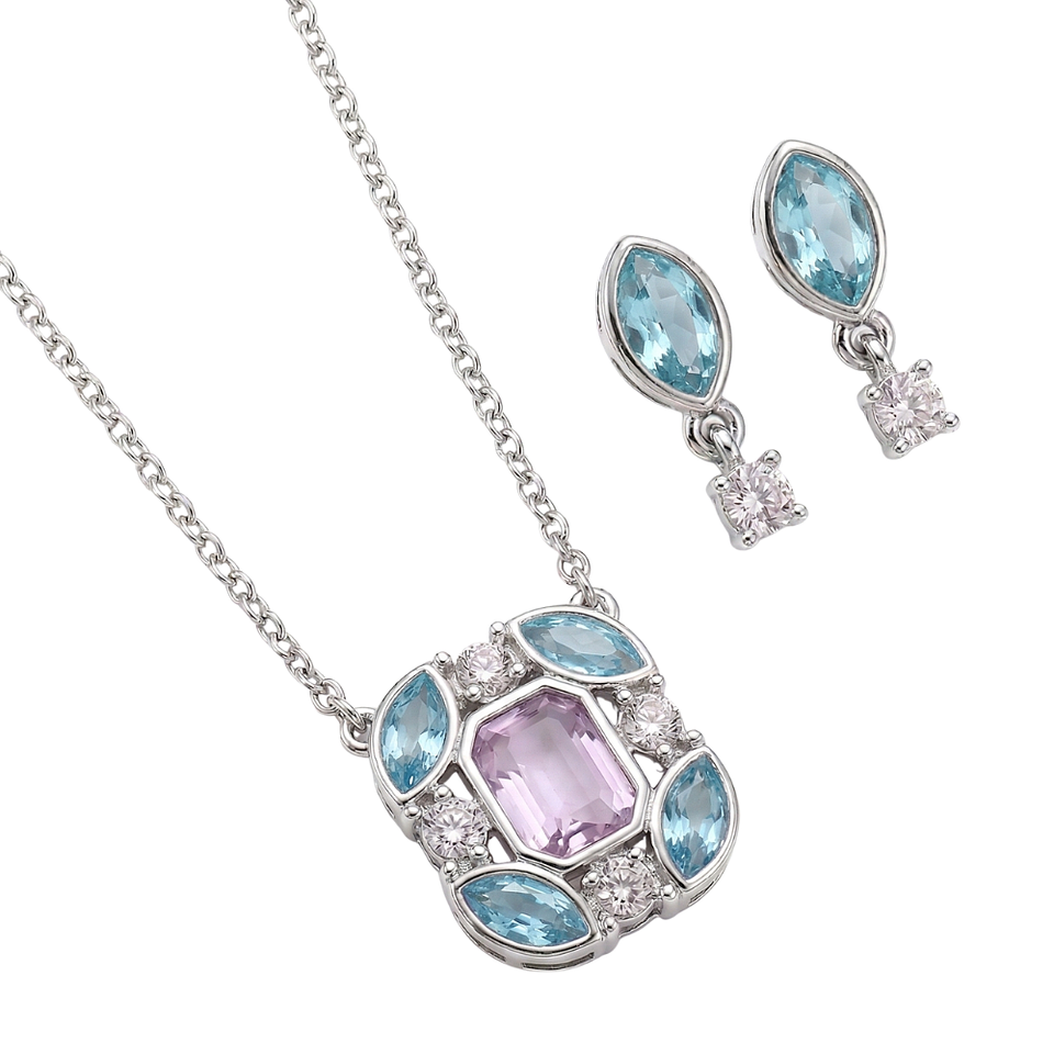 Collar y Aretes Abstractos Encanto Clásico Multicolor Set de Joyería Elegante 2