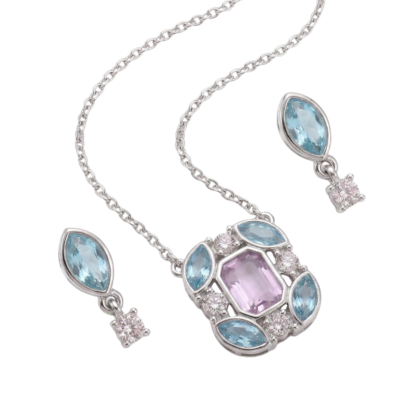 Collar y Aretes Abstractos Encanto Clásico Multicolor Set de Joyería Elegante 3