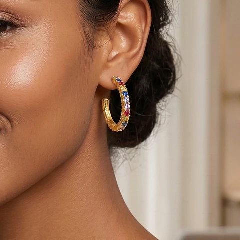 Aretes Abstractos Arcoíris Multicolor Diseño Vibrante y Moderno
