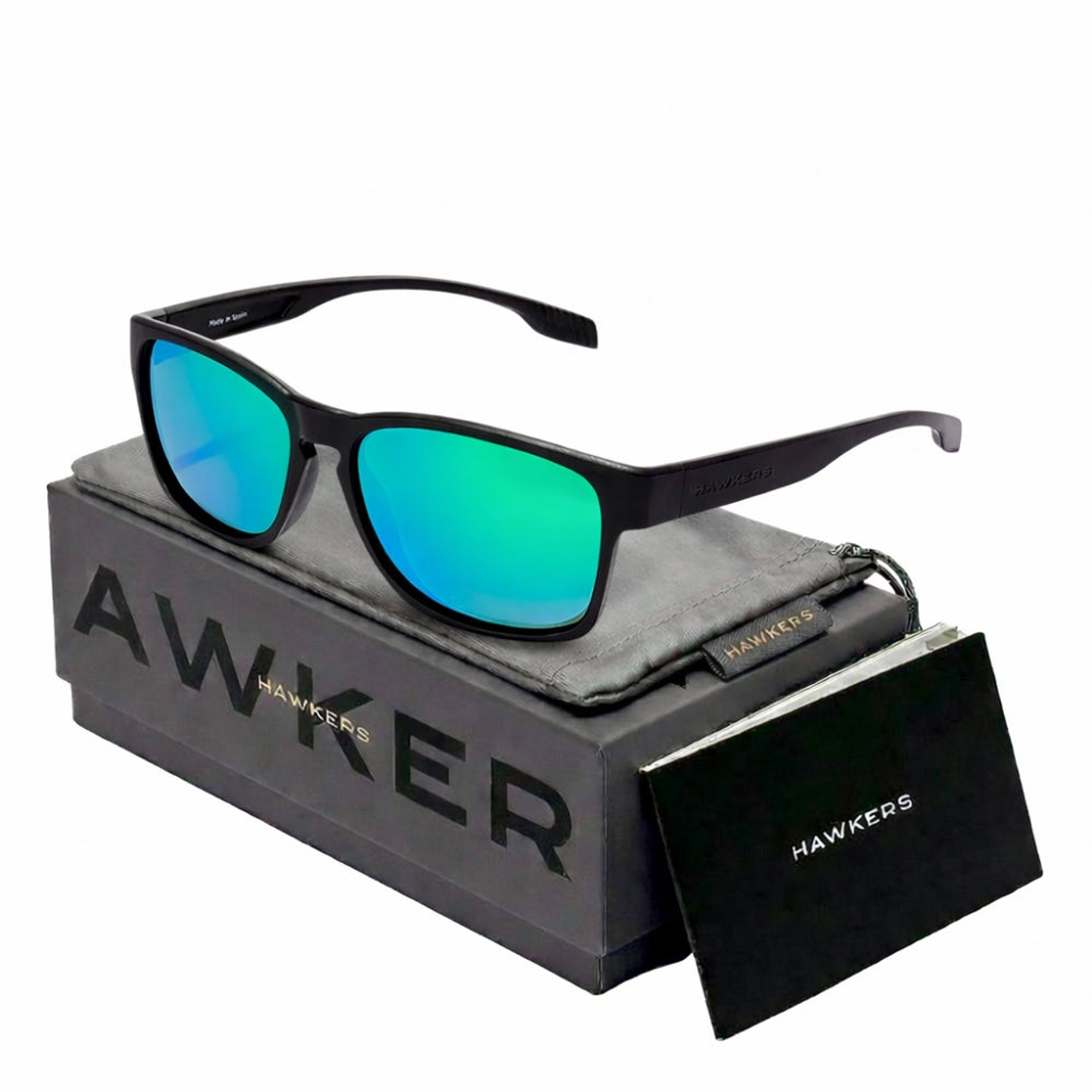 Gafas de Sol Hawkers Core Raw Verde Espejado Negro Mate Unisex Talla 56mm 1