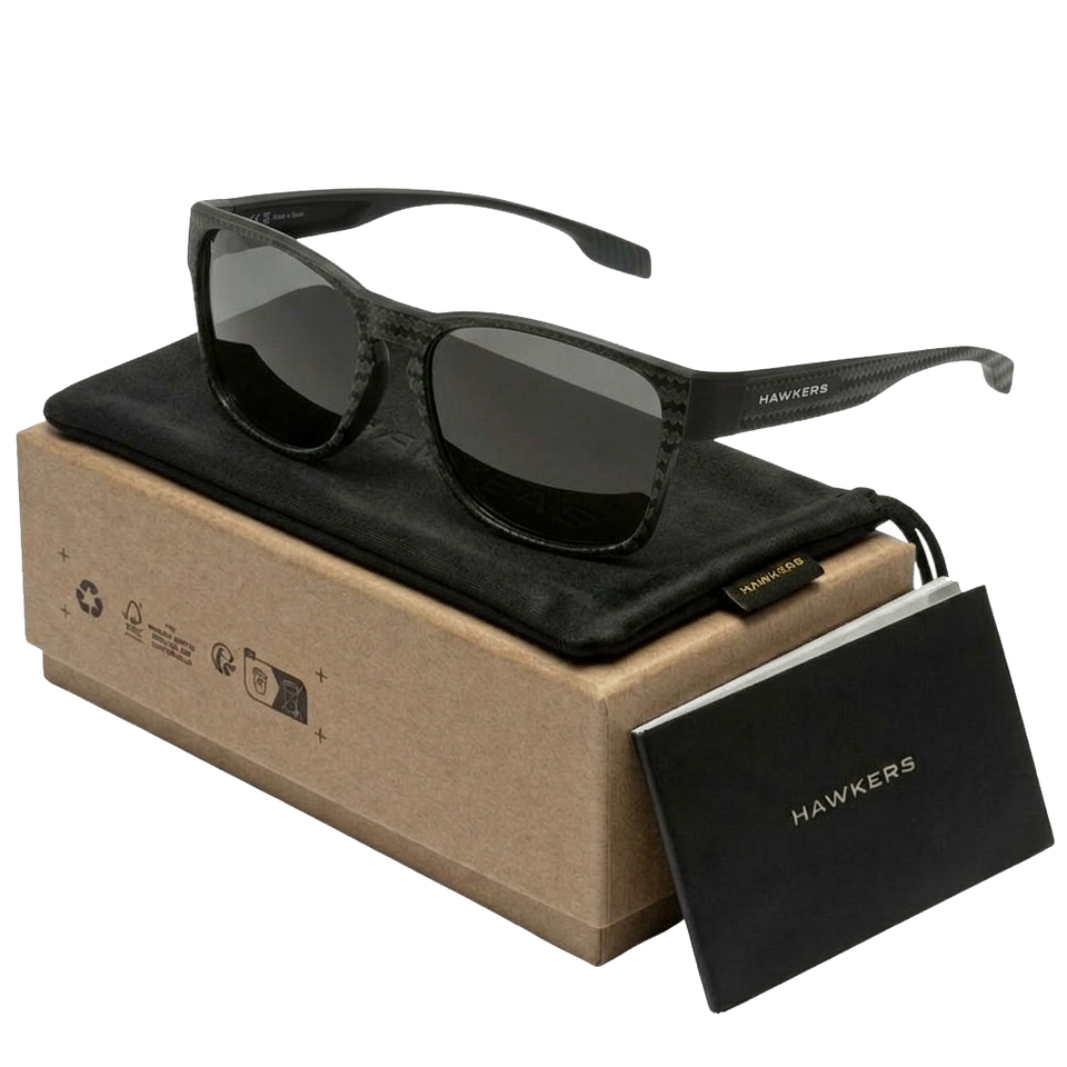 Gafas de Sol Polarizado Hawkers Core Raw Carbon Fiber Negro Estampado Unisex Talla 56mm 1