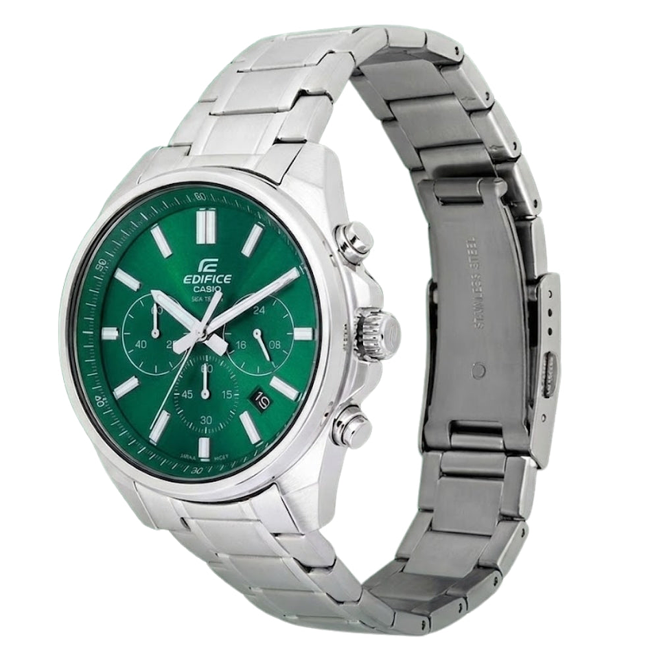 Reloj Análogo Casio Edifice EFV-650D-3AV Elegante con Cronógrafo en Acero Inoxidable Verde Esmeralda 4